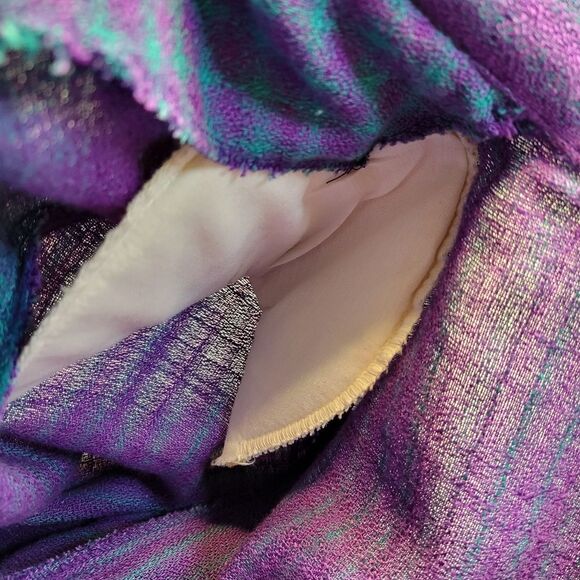 SMW 80's Purple Teal Fran Fine Artsy Blazer Gingham Plaid Stripes - Picture 5 of 9